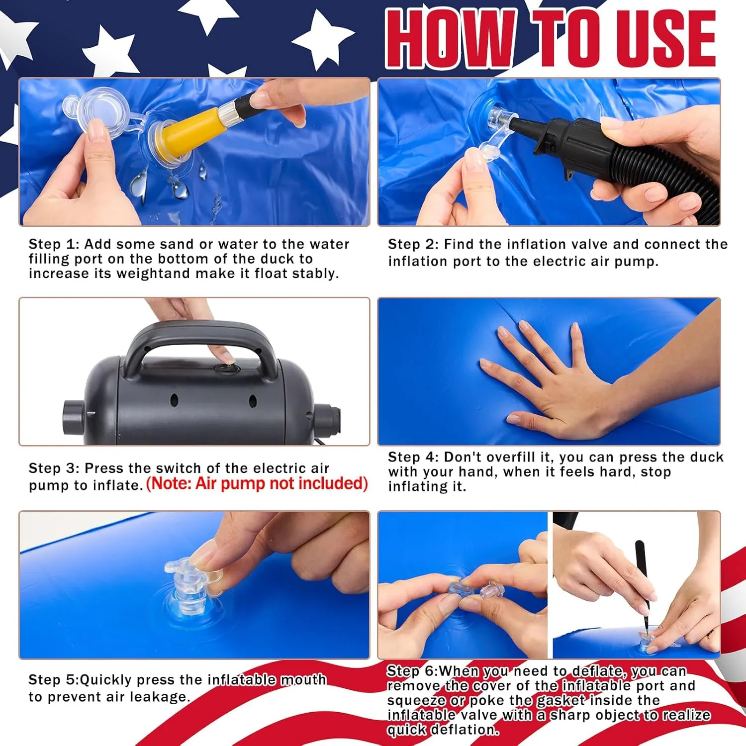 Hungdao 1 Pc 4 ft Patriotic Inflatable 4th of July Large Floaties American Flag Giant Duck Floating Inflatable Blow up Duck for Beach Memorial Day Pool Independence Day Party (Suit Style)