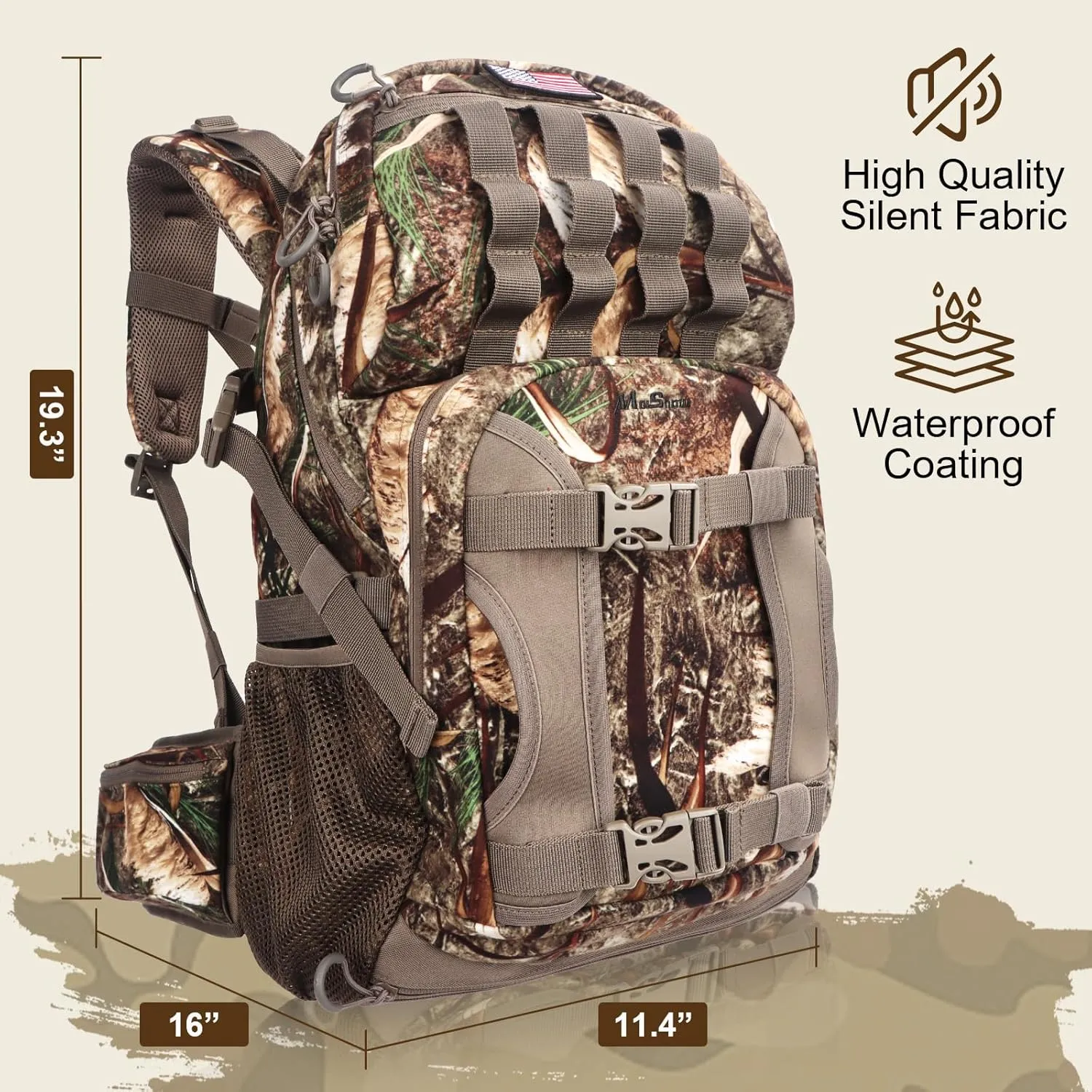 Hunting Backpack, Camo Hunting Backpacks & duffle Bags, Water-resistant Long-Lasting Large Capacity Bow Backpack Hunting Pack For Hunting Gear Accessories (Stealth Reed Camo)