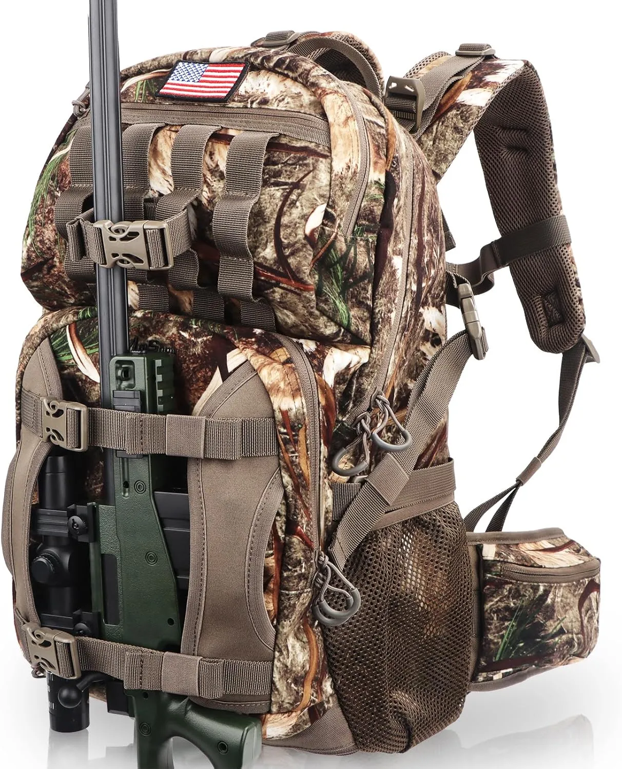 Hunting Backpack, Camo Hunting Backpacks & duffle Bags, Water-resistant Long-Lasting Large Capacity Bow Backpack Hunting Pack For Hunting Gear Accessories (Stealth Reed Camo)
