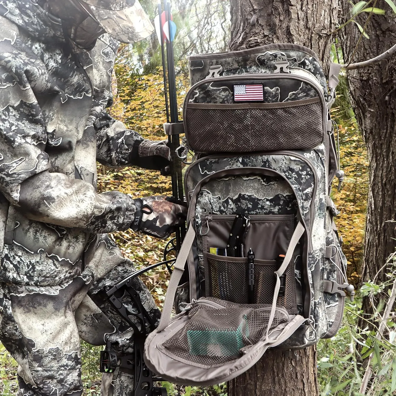 Hunting Backpacks for Men,Saddle Hunting Bag with Bow Holder, Large Compound Bow Hunting Backpack & Duffle Bags