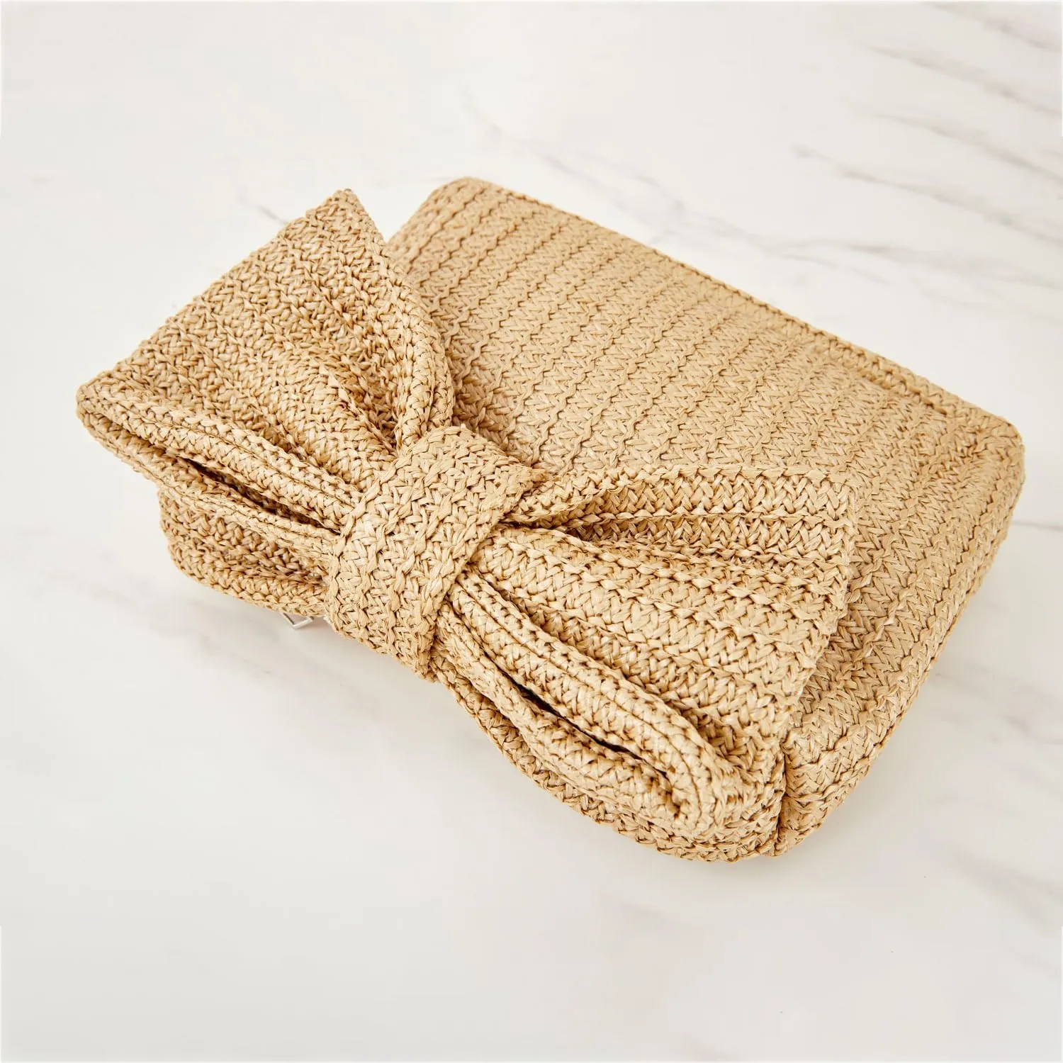 Huralona Women Straw Woven Clutch Purse Pleated Handbag for Summer Beach Vacation Straw Shoulder Crossbody Bag