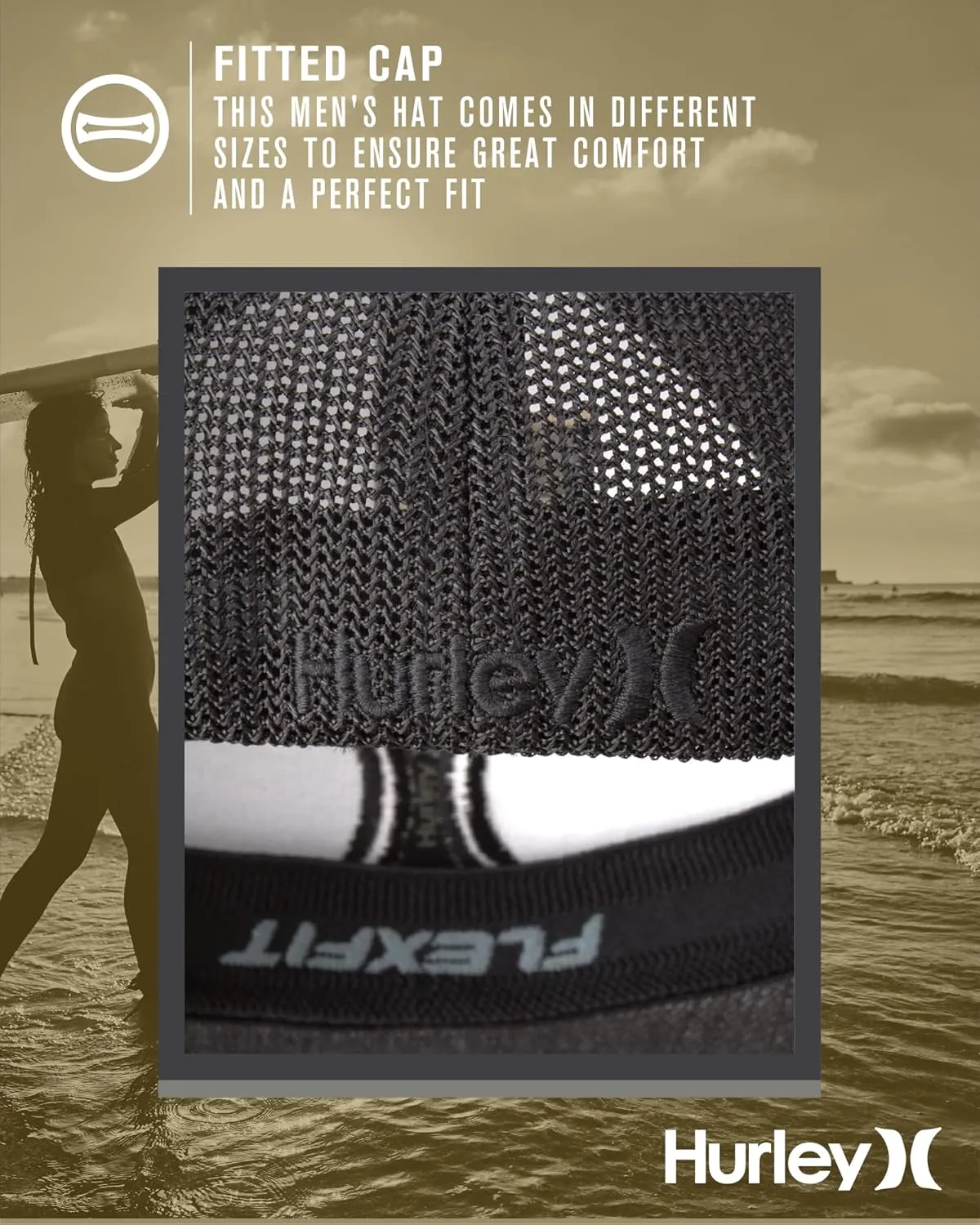 Hurley Men's Hat - Laguna Icon Mesh Fitted Trucker Cap
