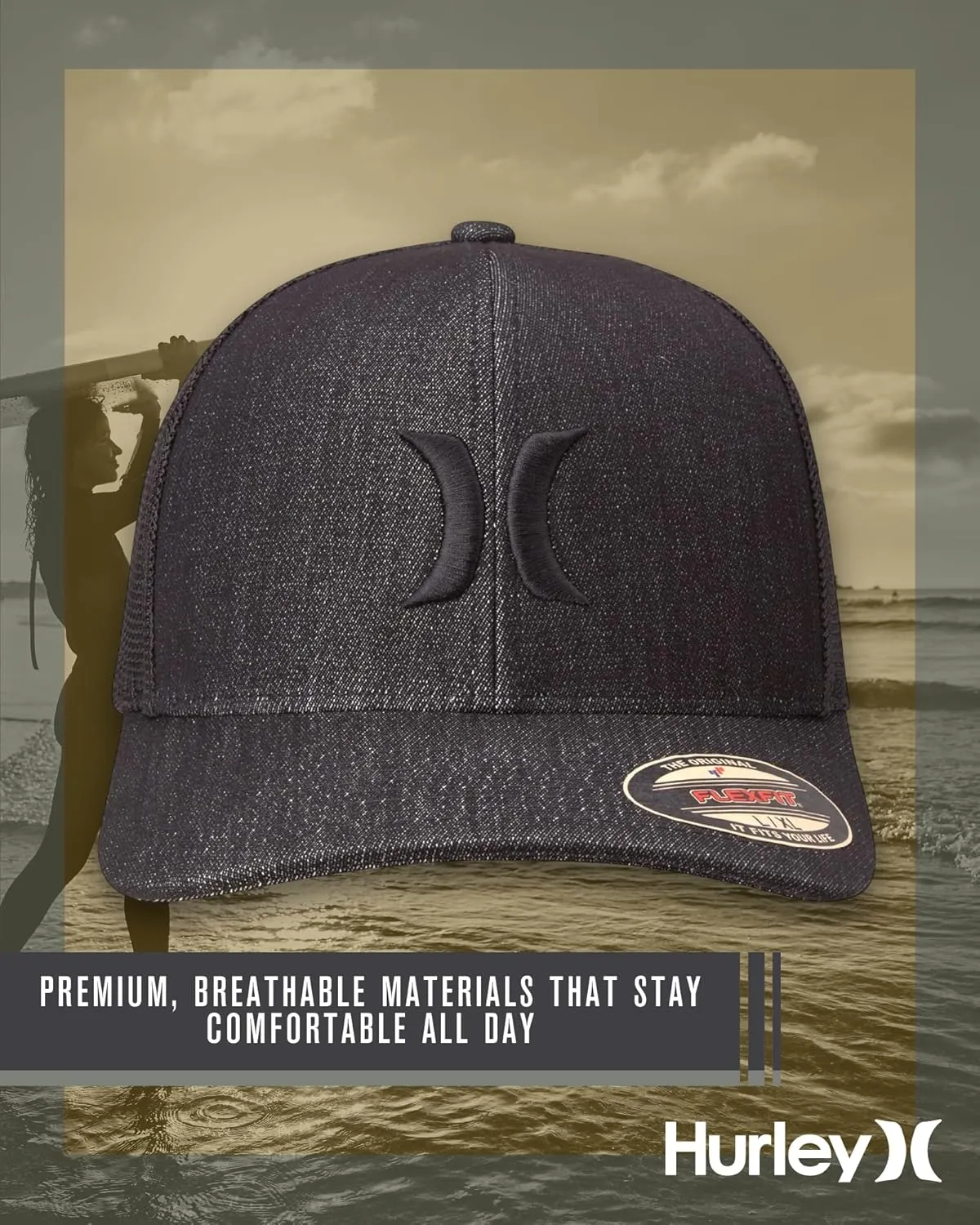 Hurley Men's Hat - Laguna Icon Mesh Fitted Trucker Cap
