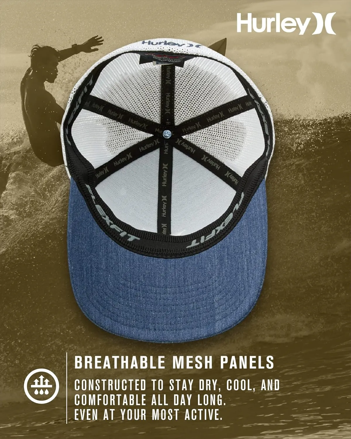 Hurley Men's Hat - Laguna Icon Mesh Fitted Trucker Cap