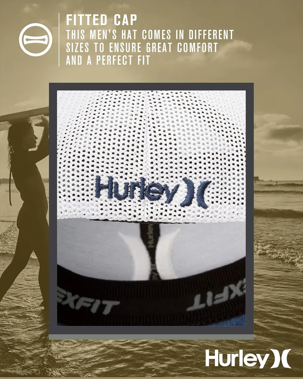 Hurley Men's Hat - Laguna Icon Mesh Fitted Trucker Cap