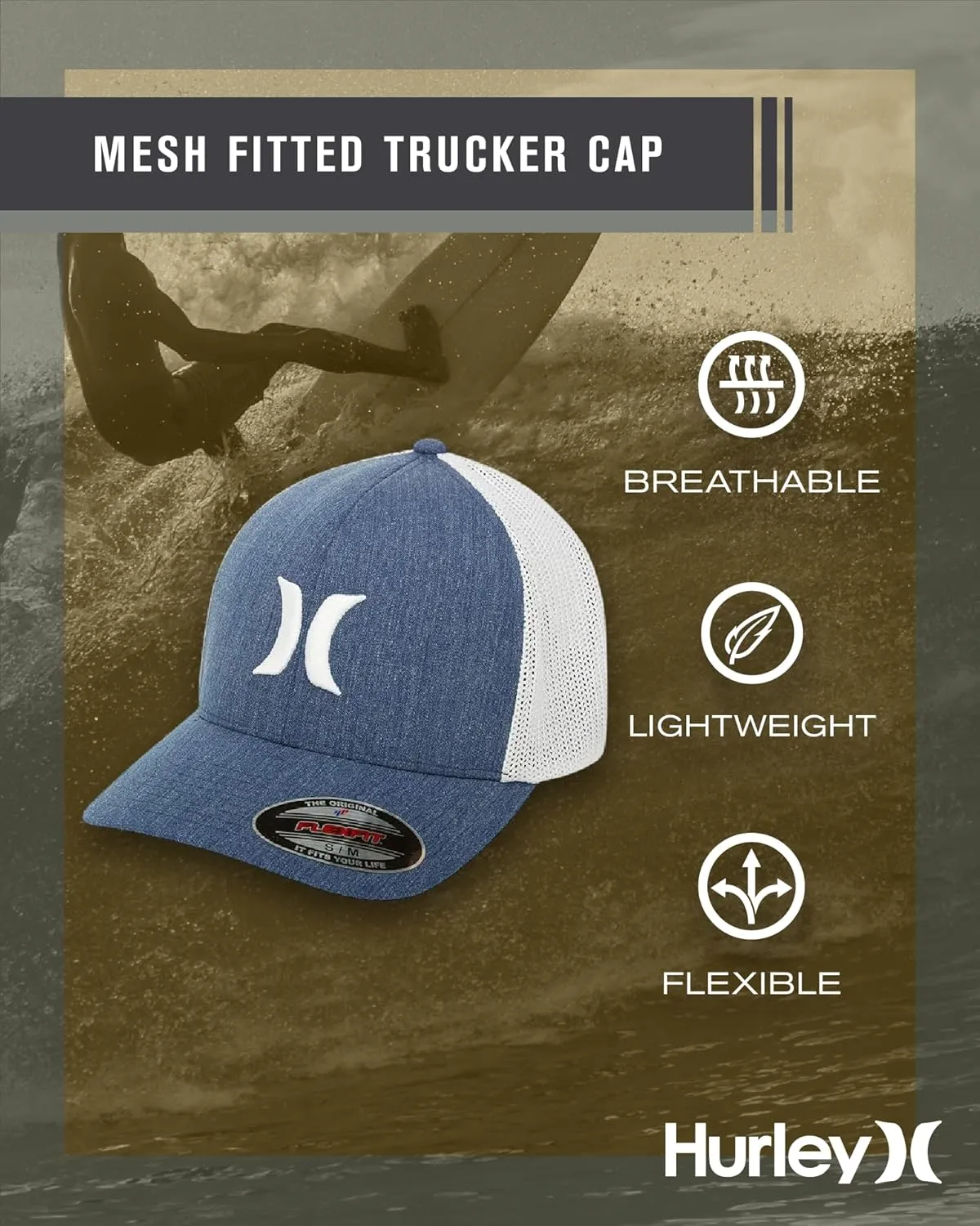Hurley Men's Hat - Laguna Icon Mesh Fitted Trucker Cap