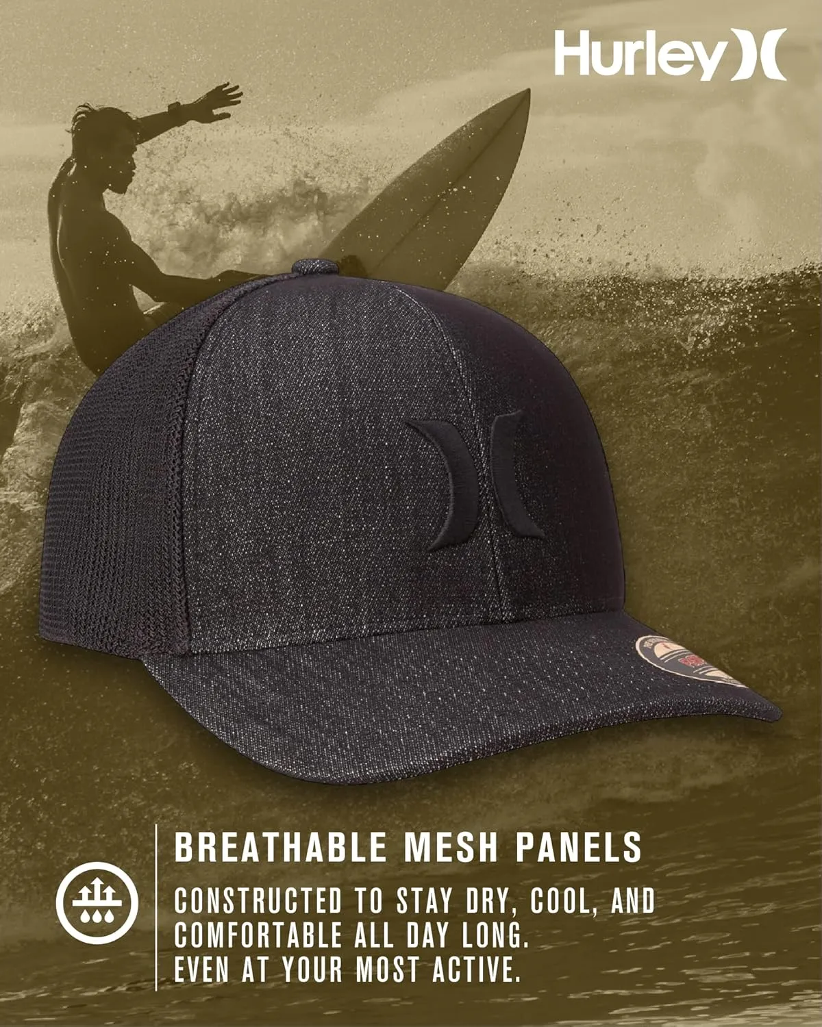 Hurley Men's Hat - Laguna Icon Mesh Fitted Trucker Cap