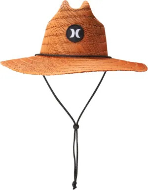 Hurley Men's Straw Hat - Weekender Natural Straw Hat with Medium Brim and Chin Strap - Beach Fishing Sun Hats for Men