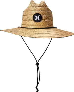 Hurley Men's Straw Hat - Weekender Natural Straw Hat with Medium Brim and Chin Strap - Beach Fishing Sun Hats for Men