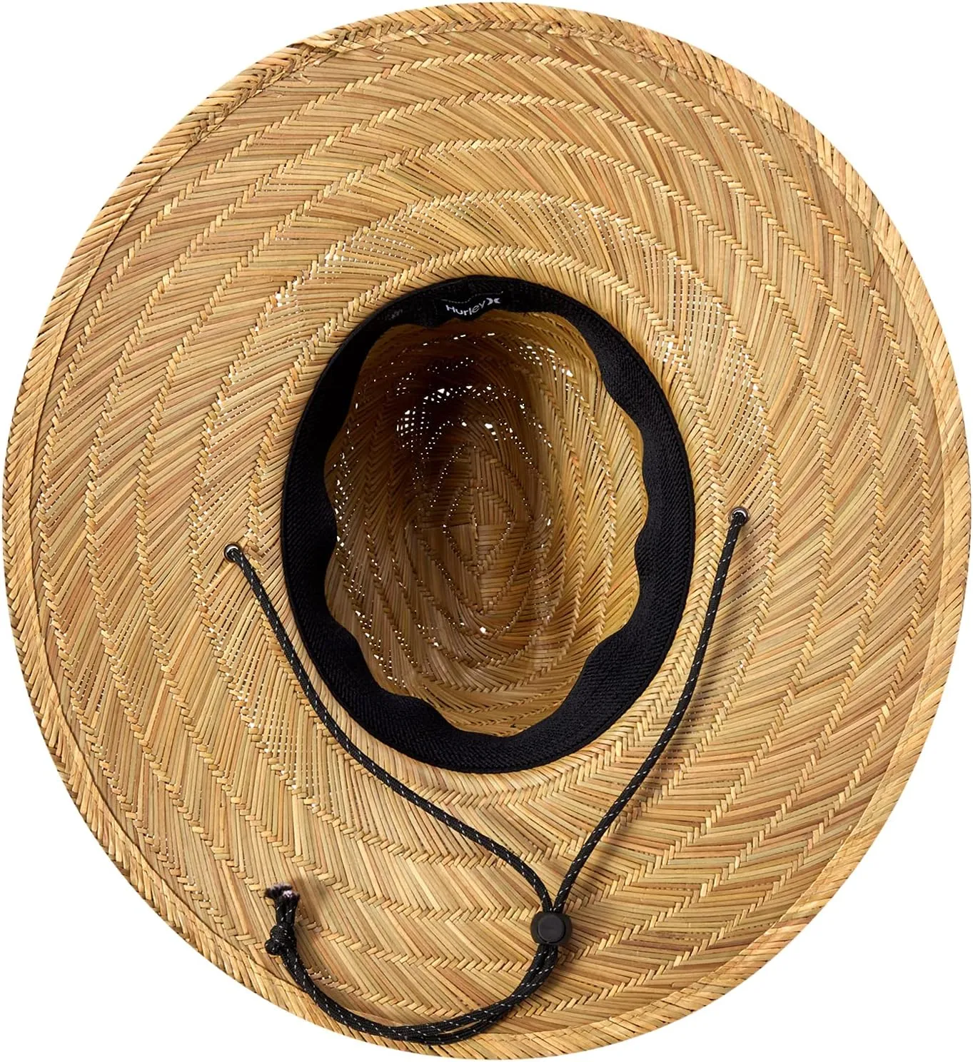Hurley Men's Straw Hat - Weekender Natural Straw Hat with Medium Brim and Chin Strap - Beach Fishing Sun Hats for Men