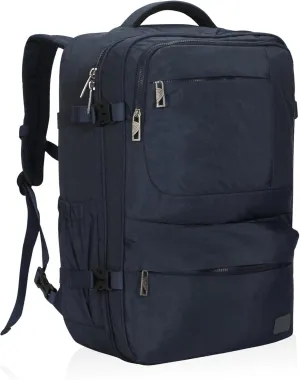 Hynes Eagle 44L Carry on Backpack Airline Approved Travel Backpack for Men Women Large Laptop Backpack 17 inch Nylon Backpack Overnight Weekender Bag Navy Blue