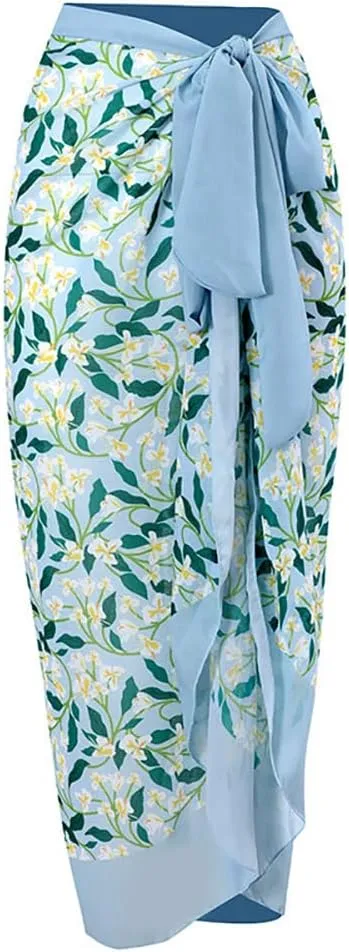 IBAKOM Three Pieces Swimsuits for Women with Matching Wrap Skirt Swim Top Tummy Control Bikin Bottom Mesh Sheer Cover Ups
