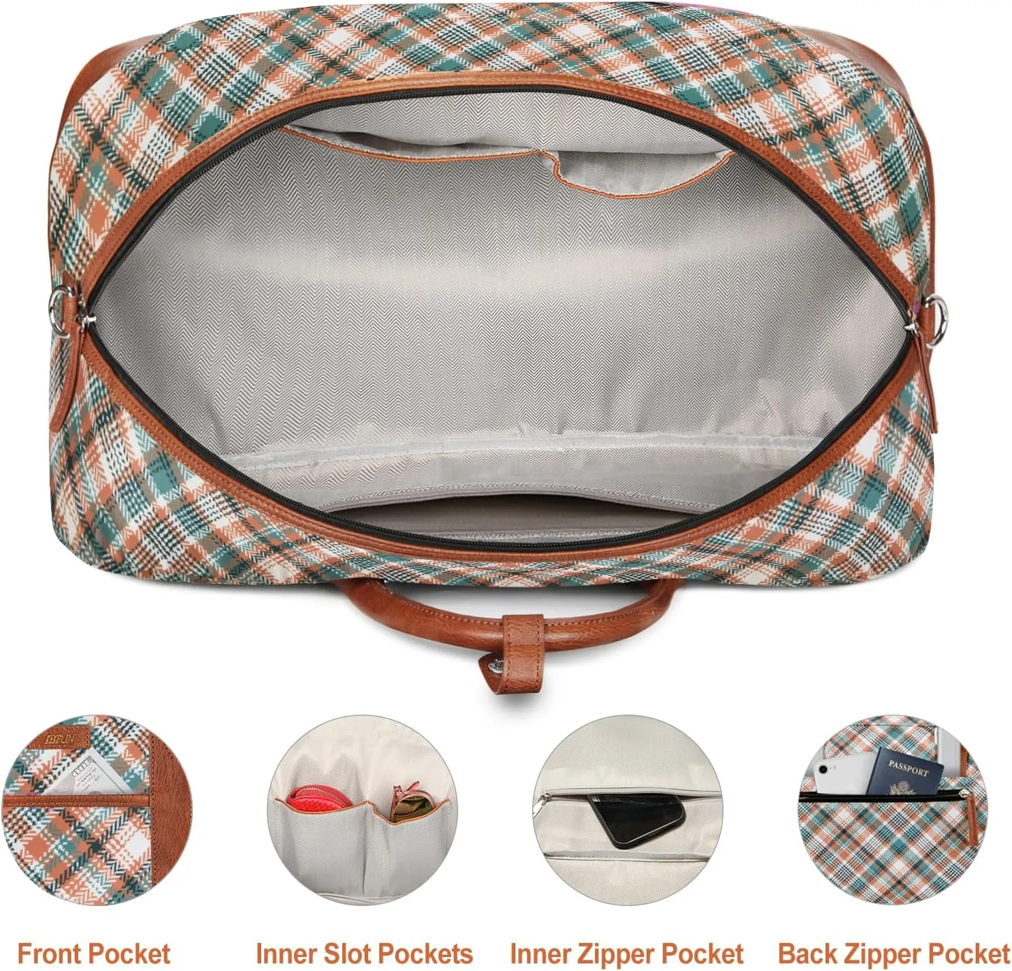 IBFUN Weekender Bags for Women, Large Overnight Bag Canvas Travel Duffel Bag Carry On Tote with Shoe Compartment 21" 3Pcs Set