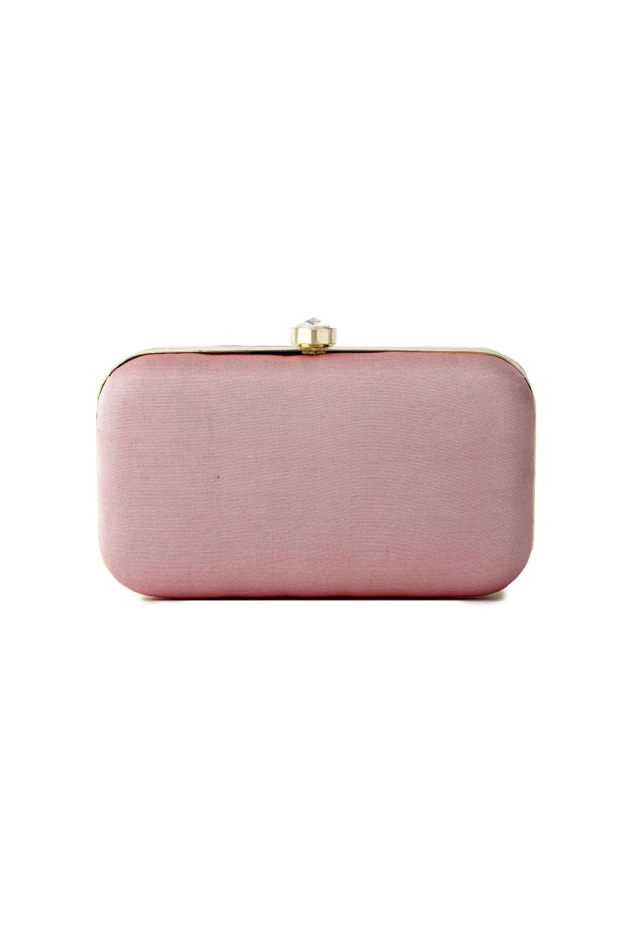 Incredible Fancy Fabric Embroidered Peach Clutch
