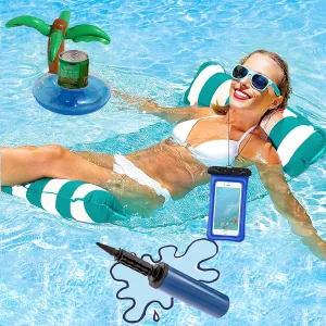 Inflatable Pool Floats for Adult Size,Floating Water Pool Hammock,Multi-Purpose Swimming Floaties Pool Saddle,Lounge Chair,Drifter,Portable Mesh Pool Chairs Lounger Noodle Raft Toys,Green