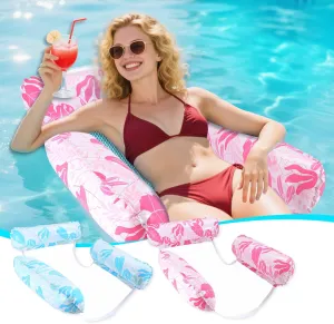 Inflatable Pool Floats for Adults, 2-Pack Multi-Purpose Pool Hammock Floating Chairs, Heavy Duty PVC Material, Water Floats for Swimming Pool, Beach, Summer Pool Toys Party Gifts, (Blue, Pink)