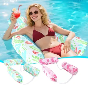 Inflatable Pool Floats for Adults, 2-Pack Multi-Purpose Pool Hammock Floating Chairs, Heavy Duty PVC Material, Water Floats for Swimming Pool, Beach, Summer Pool Toys Party Gifts, (Pink, Green)