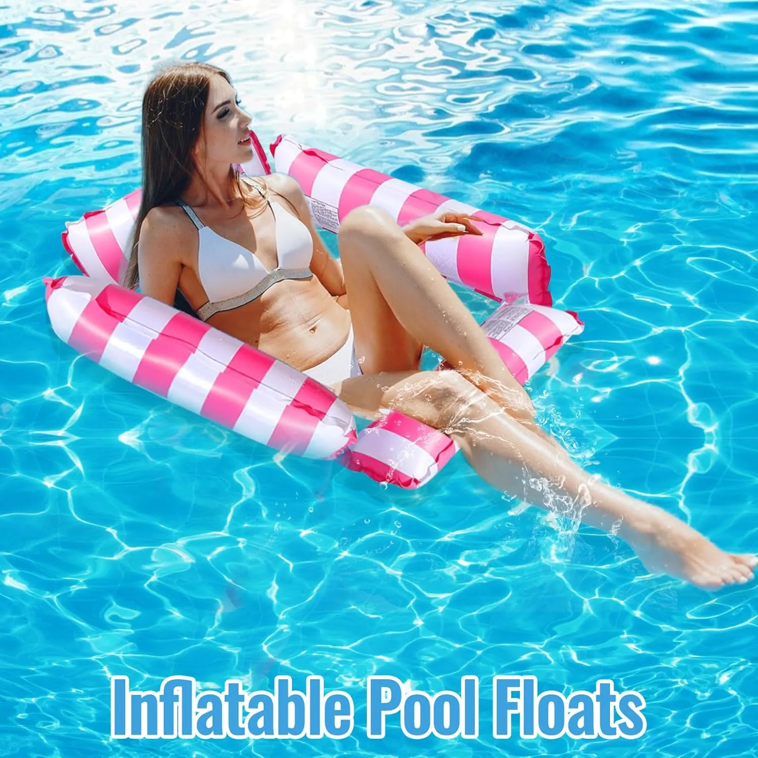 Inflatable Pool Floats Portable Floating Chair Bed for Travel, Swimming Pool Hot Tub, Lake, Beach Vacation Water Floating Mesh Chair for Adults Blue/Pink/Sliver/Orange