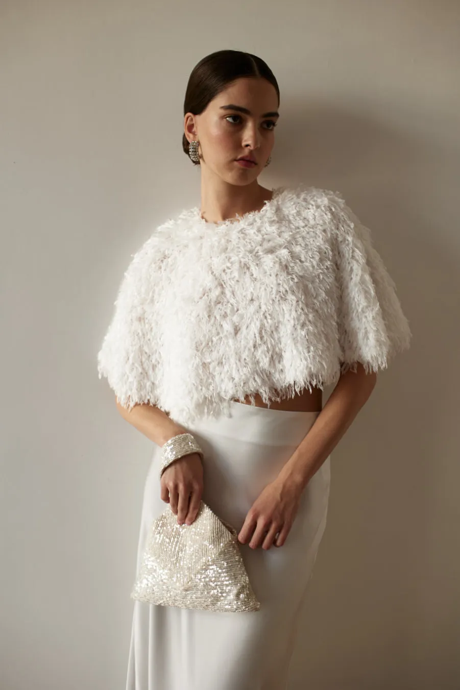 Ivory Wedding Purse – Sequined Bridal Bag & Makeup Pouch for Bride
