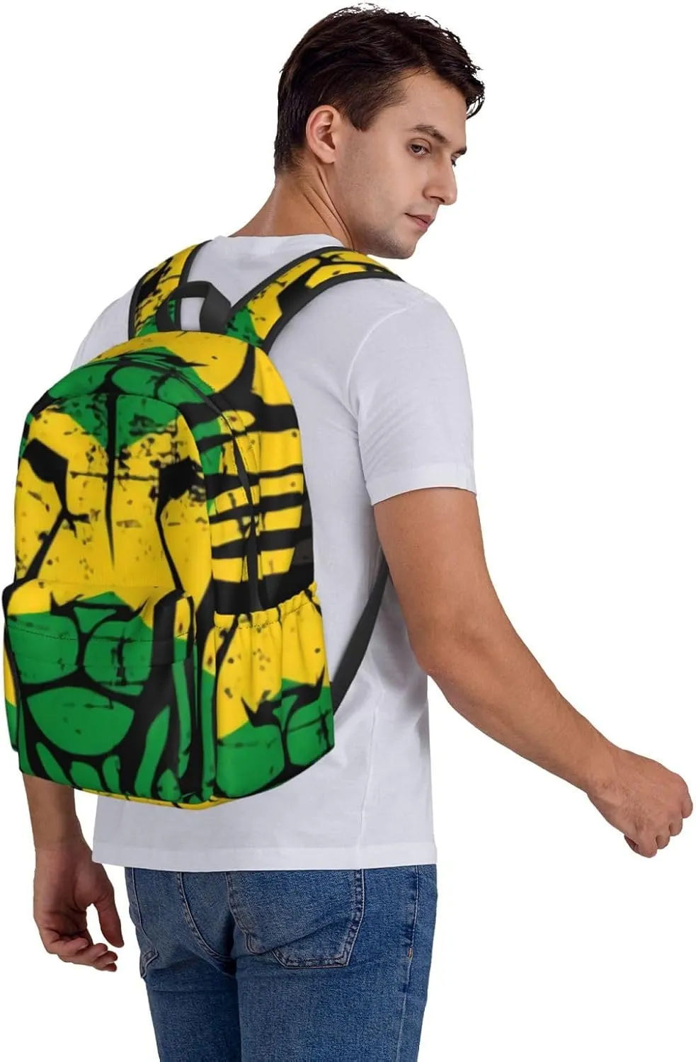 Jamaican Flag Rasta Lion Head Unisex Backpacks 15in Laptop Backpack Multipurpose Double Shoulder Bag For Men Women Gifts