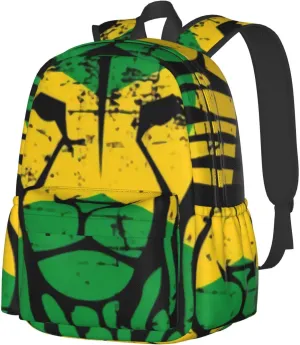 Jamaican Flag Rasta Lion Head Unisex Backpacks 15in Laptop Backpack Multipurpose Double Shoulder Bag For Men Women Gifts