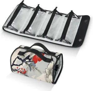 Japan Cherry Flowers Travel Toiletry Bag Clear Cosmetic Bag Organizer Waterproof Foldable Makeup Bag with 4 PVC Pouches Travel Organizer Bags for Luggage Business Trip