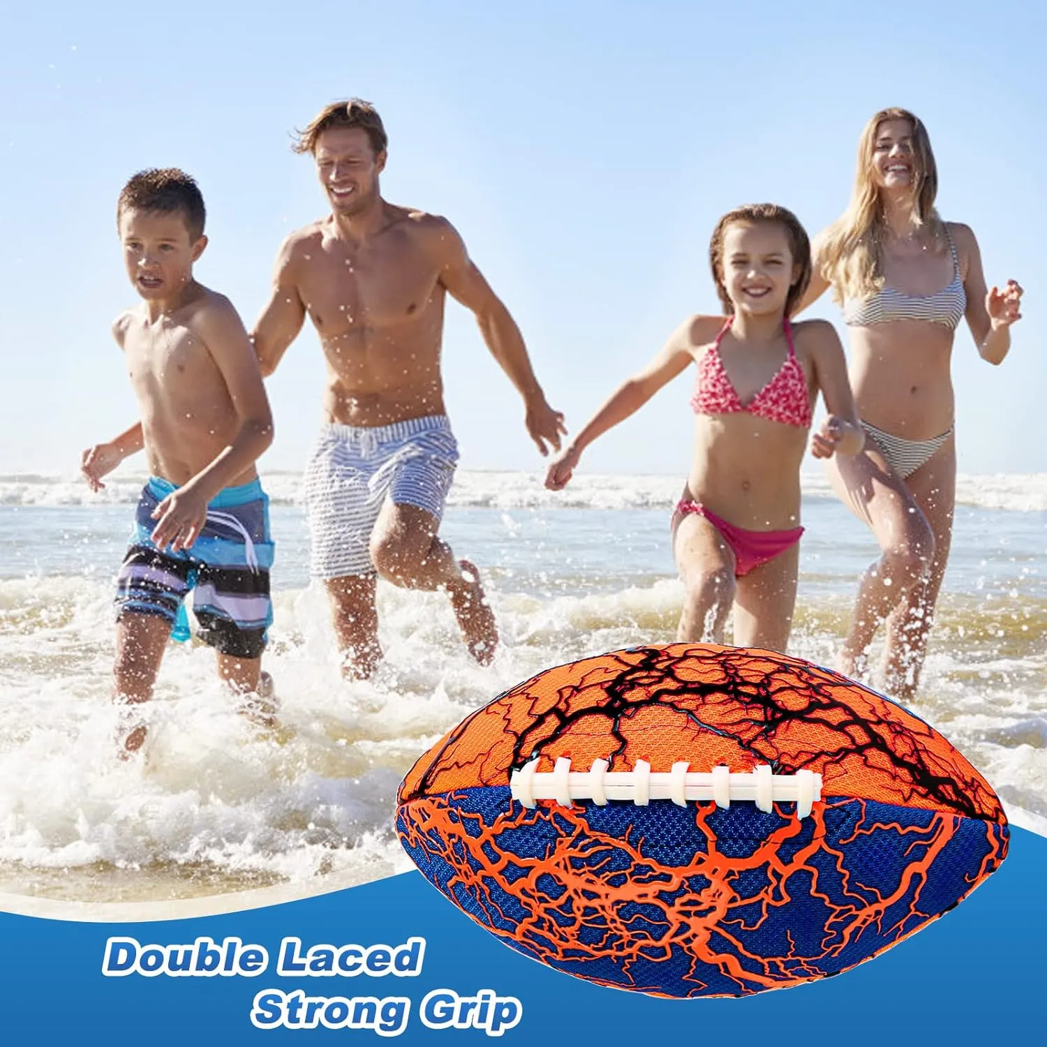 Jasonwell Pool Beach Water Football - 2 Pack Waterproof Football Strong Grip Fun Pool Toys Games for Swimming Pools Beach Lake Park Backyard Outdoor Play for Kids Children Teens Adults Family