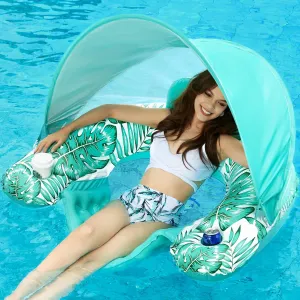 Jasonwell Pool Float with Canopy - Inflatable Pool Floaties Adult Floating Pool Chair Lounge Floats for Swimming Pool Water Chair Pool Lounger with Cup Holders Pool Toy Party Floaty for Adults