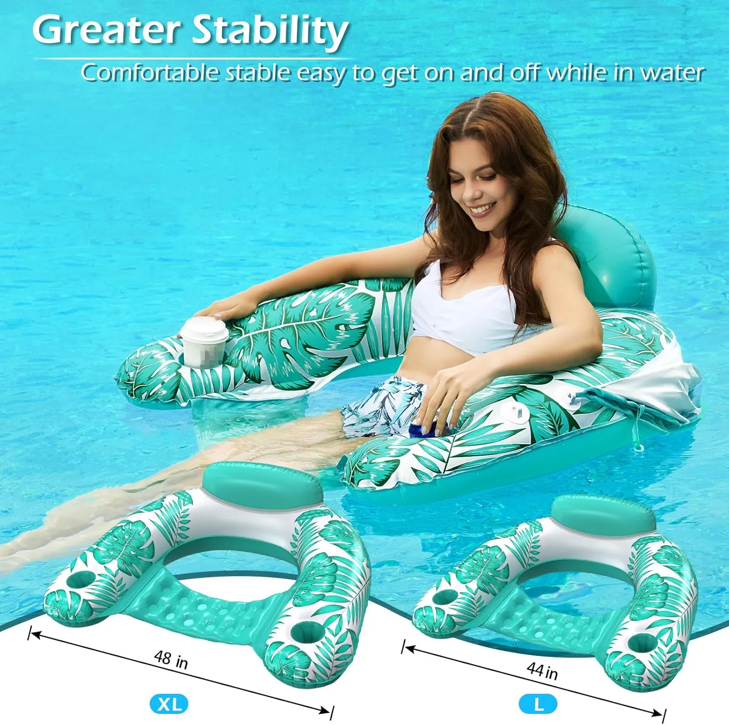 Jasonwell Pool Float with Canopy - Inflatable Pool Floaties Adult Floating Pool Chair Lounge Floats for Swimming Pool Water Chair Pool Lounger with Cup Holders Pool Toy Party Floaty for Adults