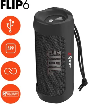JBL FLIP 6 Waterproof Portable Speaker Bundle with gSport Silicone Sleeve (Black)