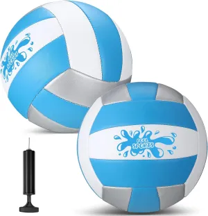 Jenaai 2 Pack Swimming Pool Water Volleyball with Pump Inflatable Waterproof Swimming Volleyball for Pool with Soft Cover Indoor Outdoor Water Balls Official Size 5