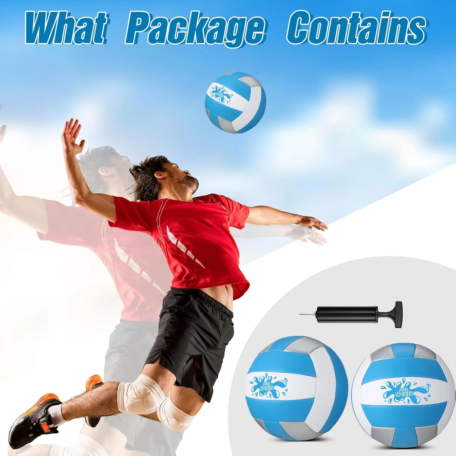 Jenaai 2 Pack Swimming Pool Water Volleyball with Pump Inflatable Waterproof Swimming Volleyball for Pool with Soft Cover Indoor Outdoor Water Balls Official Size 5