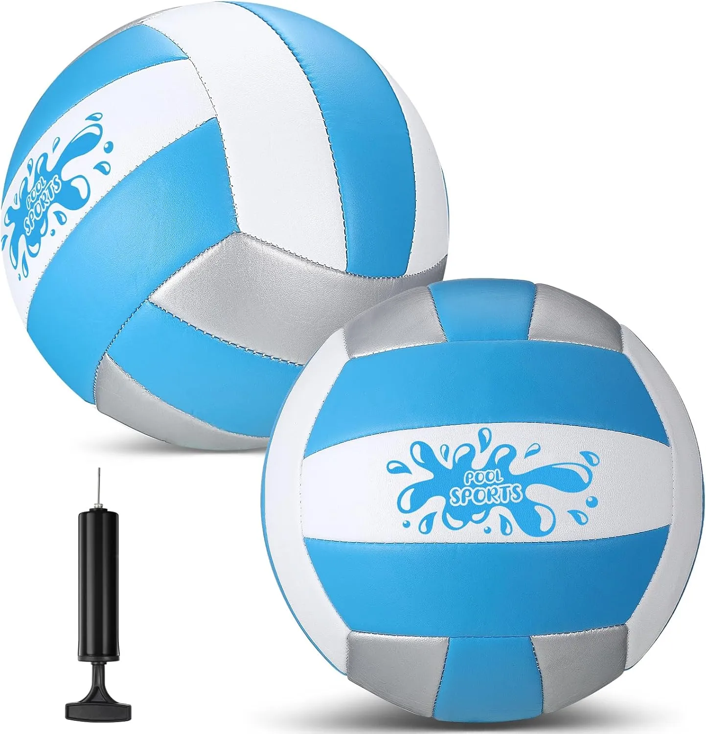 Jenaai 2 Pack Swimming Pool Water Volleyball with Pump Inflatable Waterproof Swimming Volleyball for Pool with Soft Cover Indoor Outdoor Water Balls Official Size 5