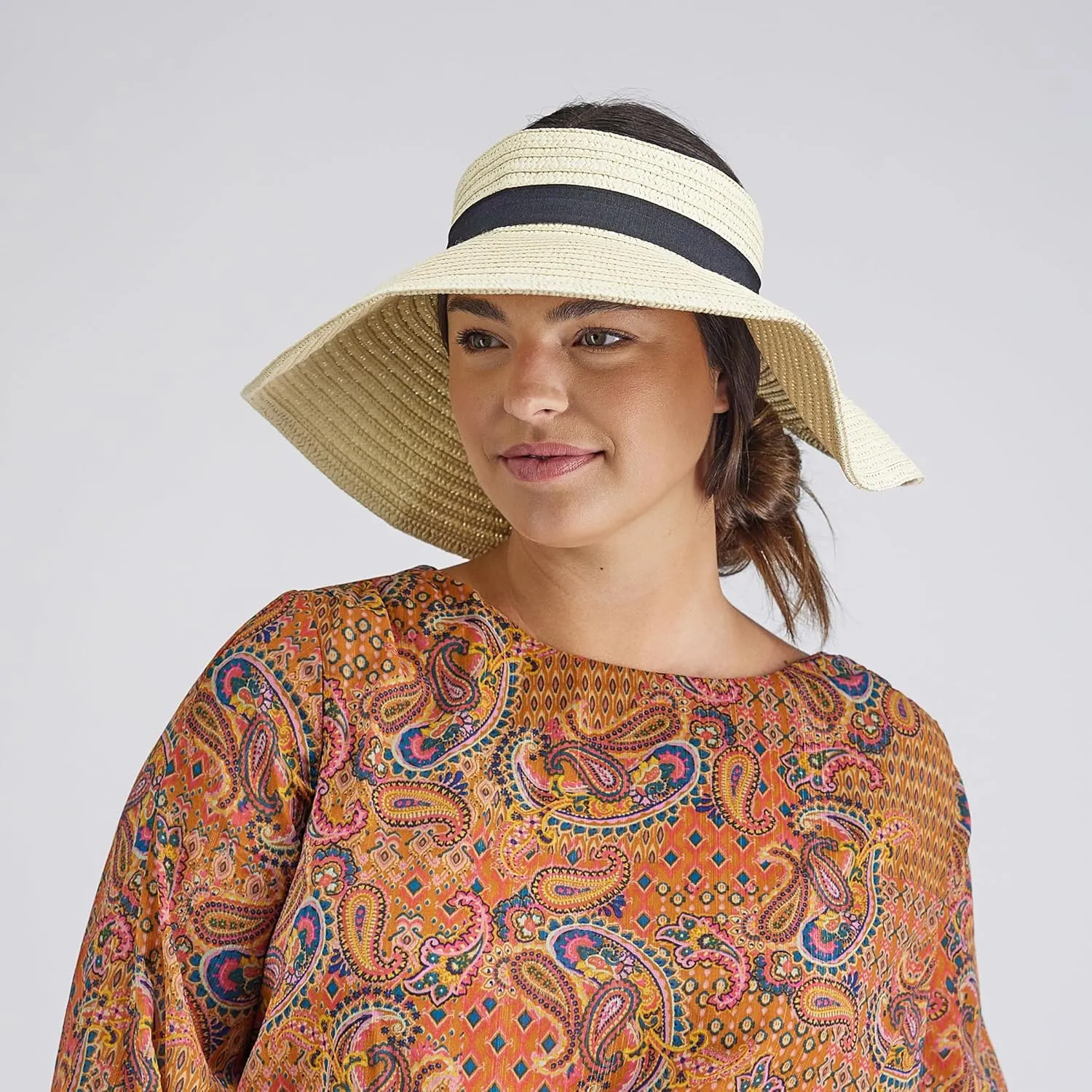 Jessica Simpson Women's Packable Straw Visor Hat