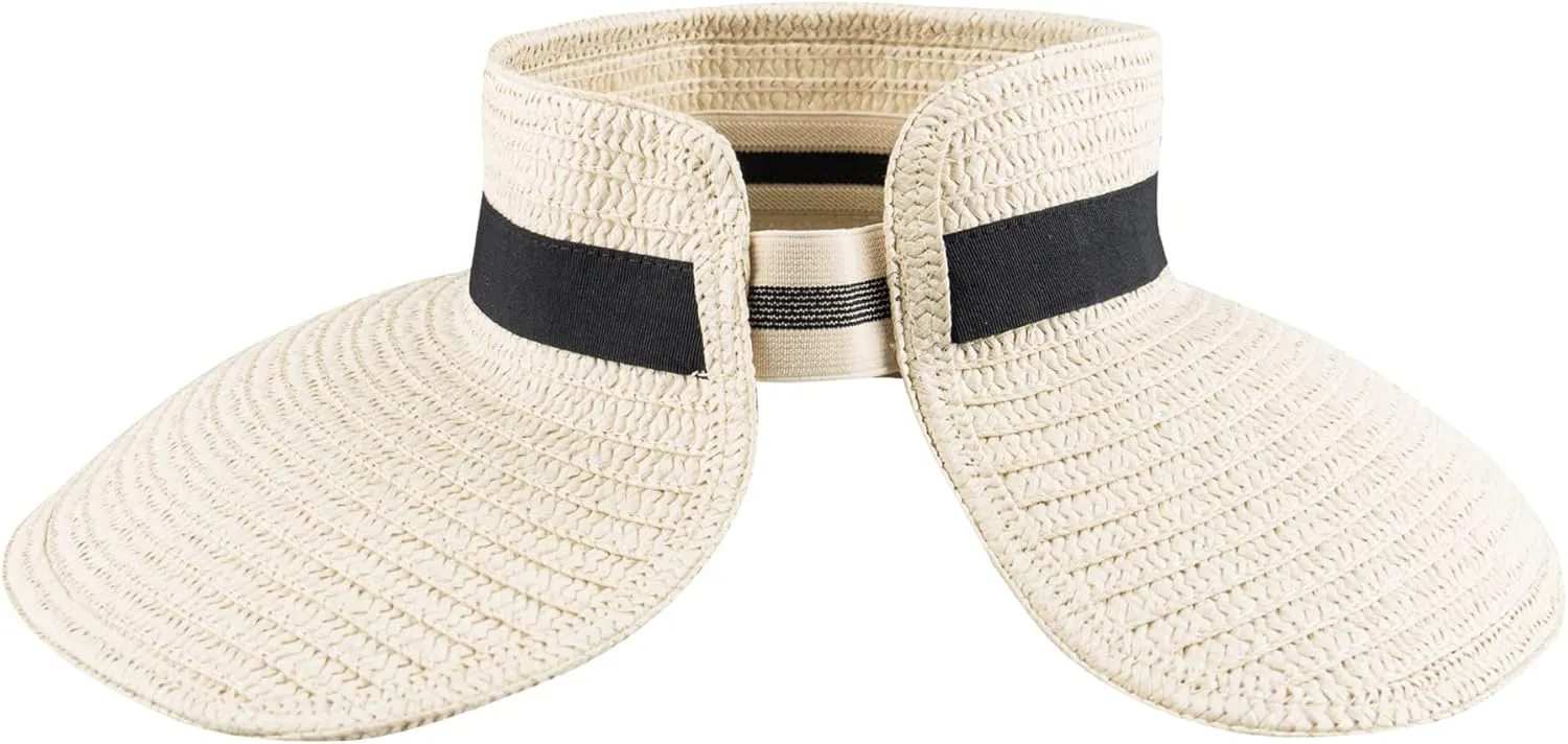 Jessica Simpson Women's Packable Straw Visor Hat