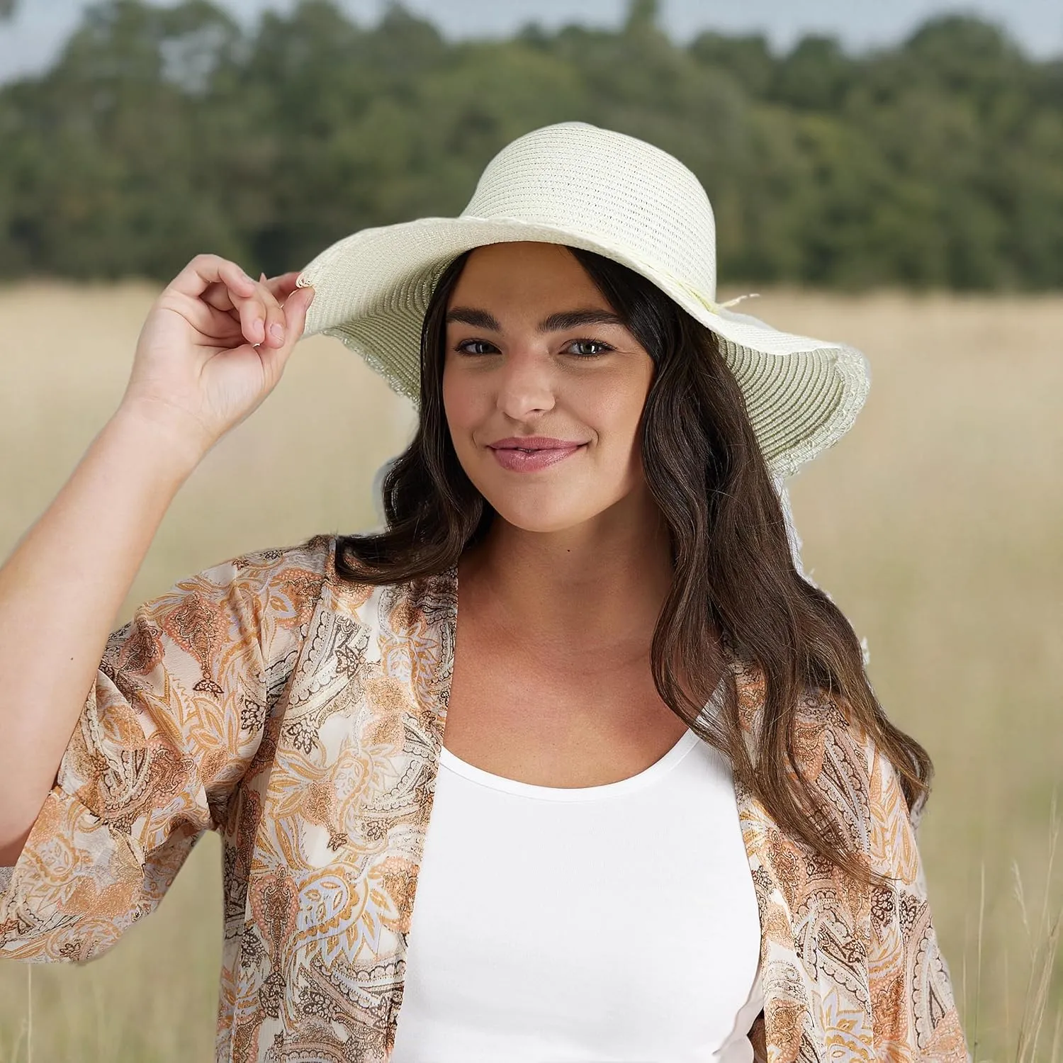 Jessica Simpson Women's Wide Brim Straw Hat