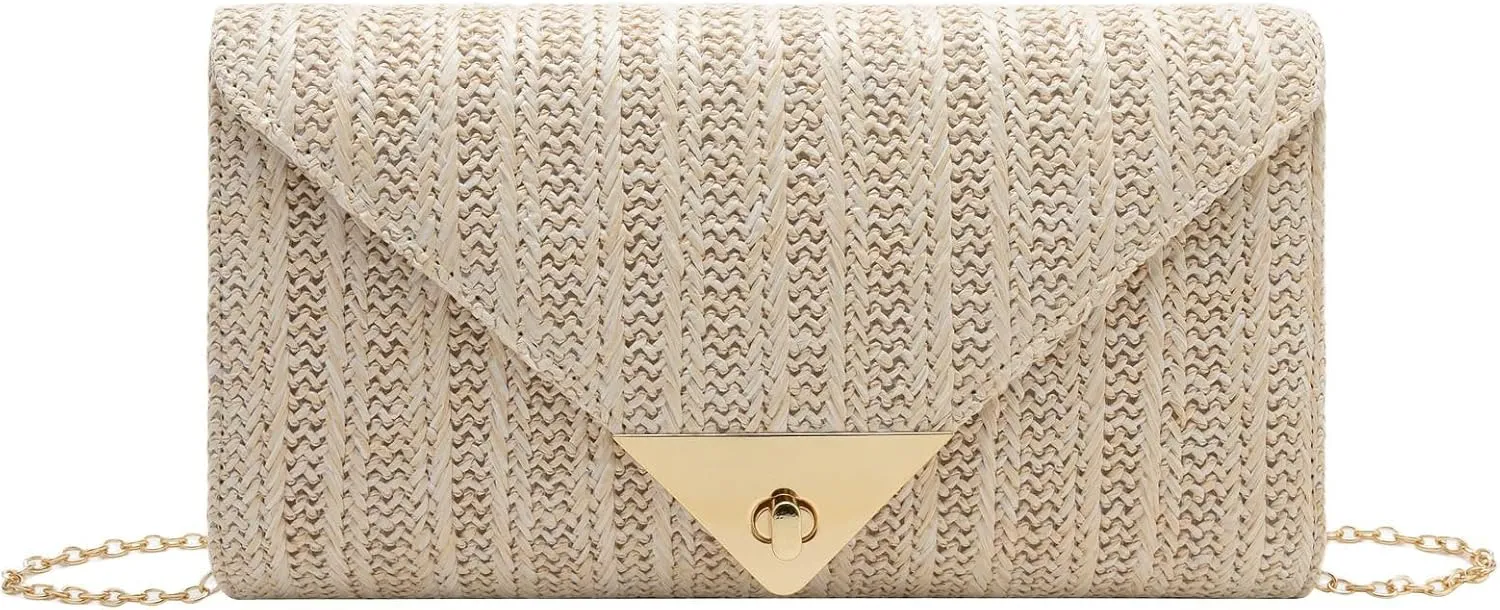 jessie Straw Clutch Purse for Women Summer Woven Beach Bag Rattan Crossbody Evening Purses Vacation Handbags for Party