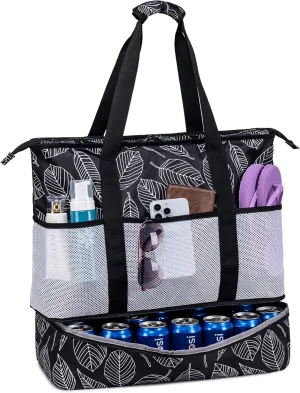 JIANYA Beach Bag XL Women Waterproof Beach Tote Pool Bags with Cooler Sandproof Beach Essentials for Beach Vacation Travel
