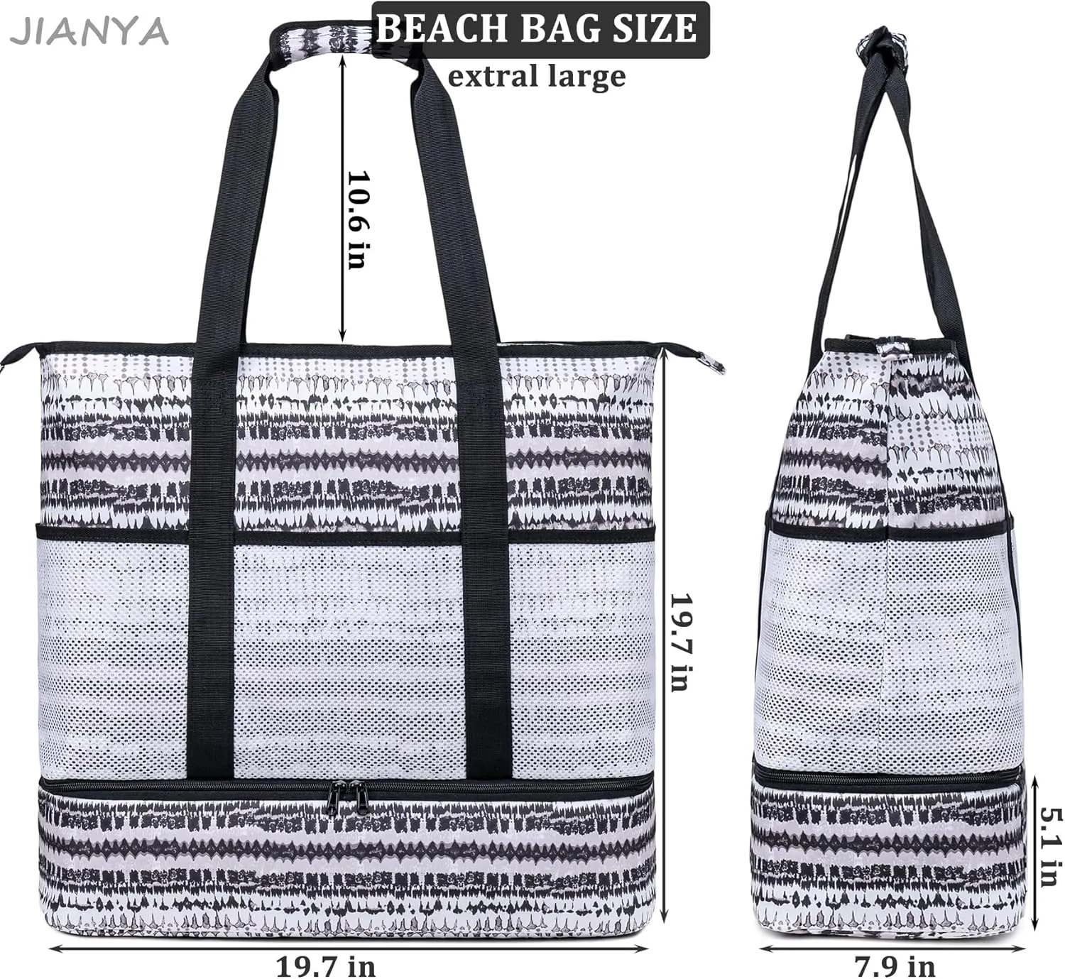JIANYA Beach Bag XL Women Waterproof Beach Tote Pool Bags with Cooler Sandproof Beach Essentials for Beach Vacation Travel