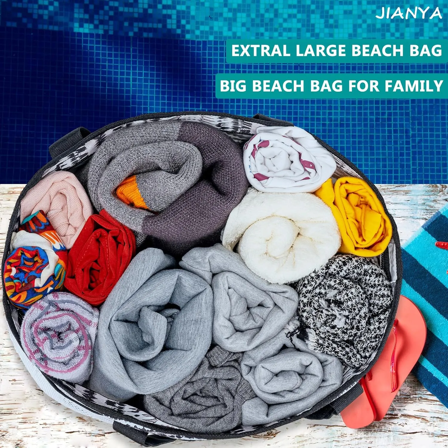 JIANYA Beach Bag XL Women Waterproof Beach Tote Pool Bags with Cooler Sandproof Beach Essentials for Beach Vacation Travel