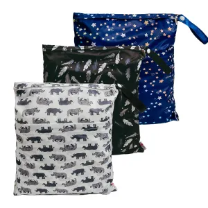 Joyo roy 3pcs Baby Wet Bag for Cloth Diapers Waterproof Wet Dry Bags for Breast Pump Parts, Swimsuit, Pool, Dirty Clothes Reusable 2 Zipper Pouches for Organization 12in*14.5in Waterproof Travel Bag