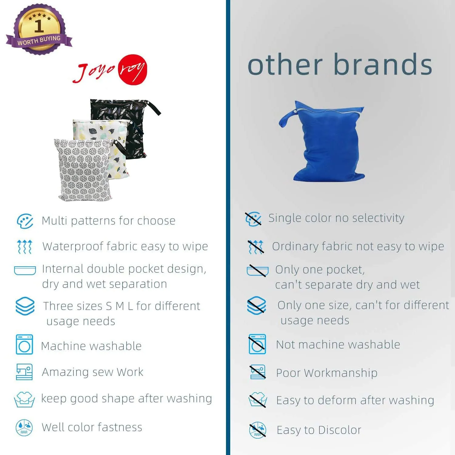 Joyo roy Diaper Wet Bags Baby Wet Bag Wet Dry Bag Wet Bag For Cloth Diapers Wet Bags For Breast Pump Bag Wet Bag Wet Dry Bag For Breast Pump Parts Wet Bag For Swimsuit Cloth Diaper Bag