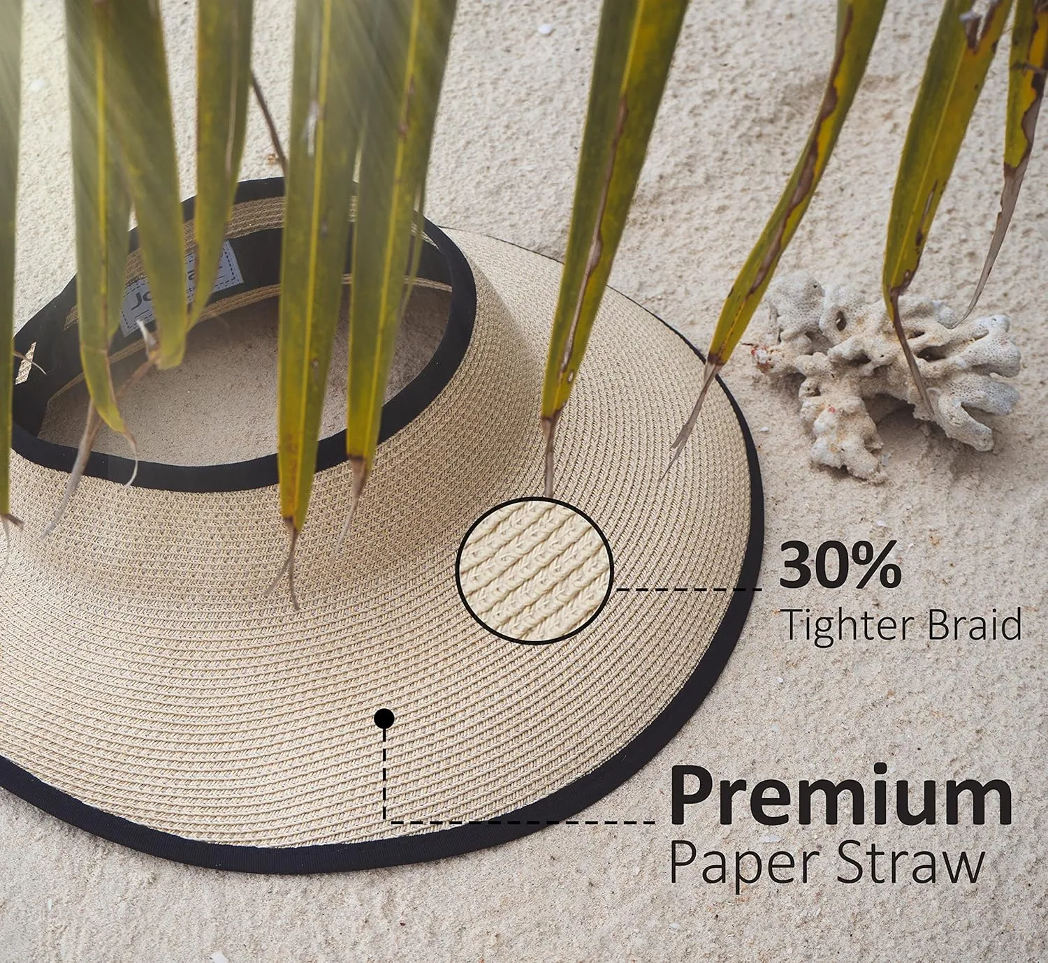 Joywant Sun Visor Hats for Women, Women's Summer Ponytail Foldable Straw Beach Hat with UPF 50 