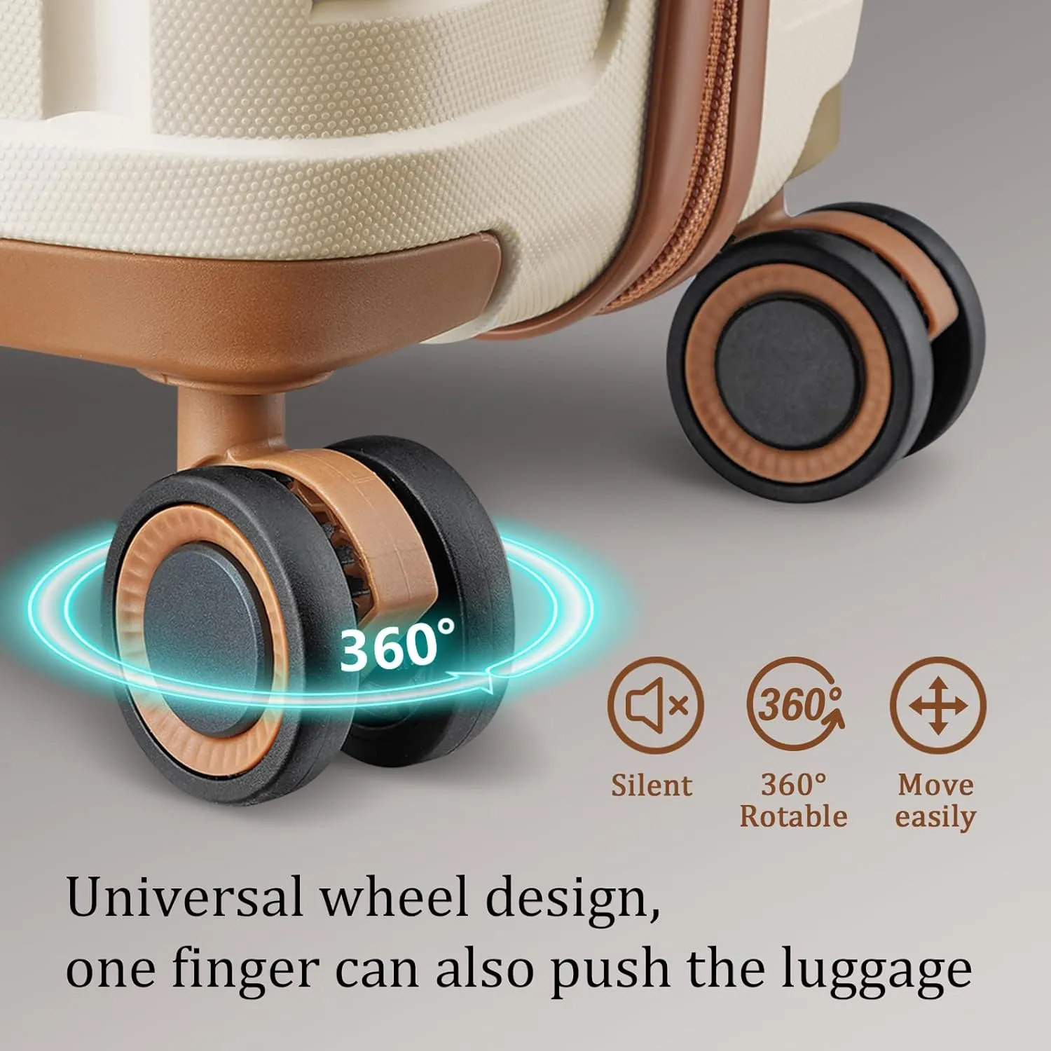 Joyway Luggage Sets 6 Piece PP Hardside Carry on Suitcase with Spinner Wheels and TSA Lock for Travel, Beige Brown