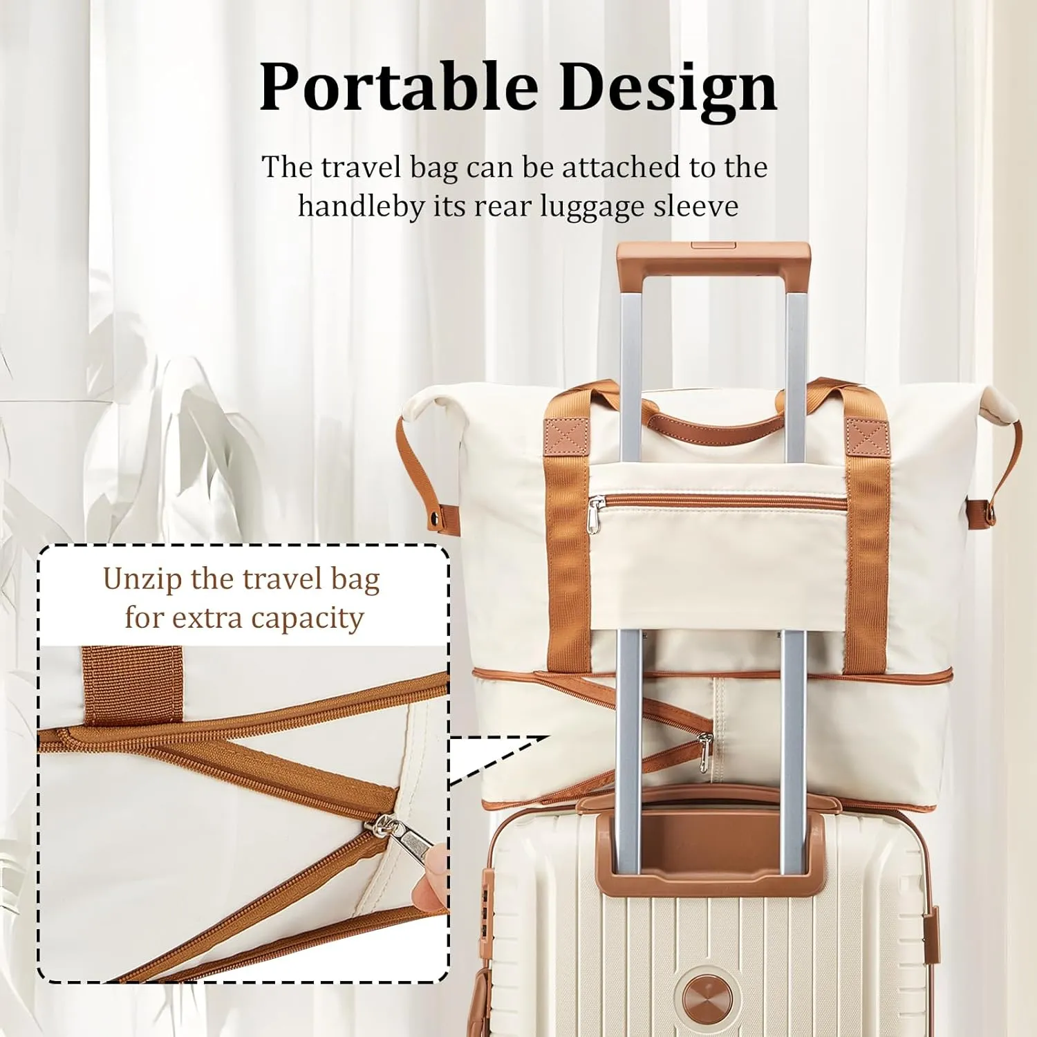 Joyway Luggage Sets 6 Piece PP Hardside Carry on Suitcase with Spinner Wheels and TSA Lock for Travel, Beige Brown