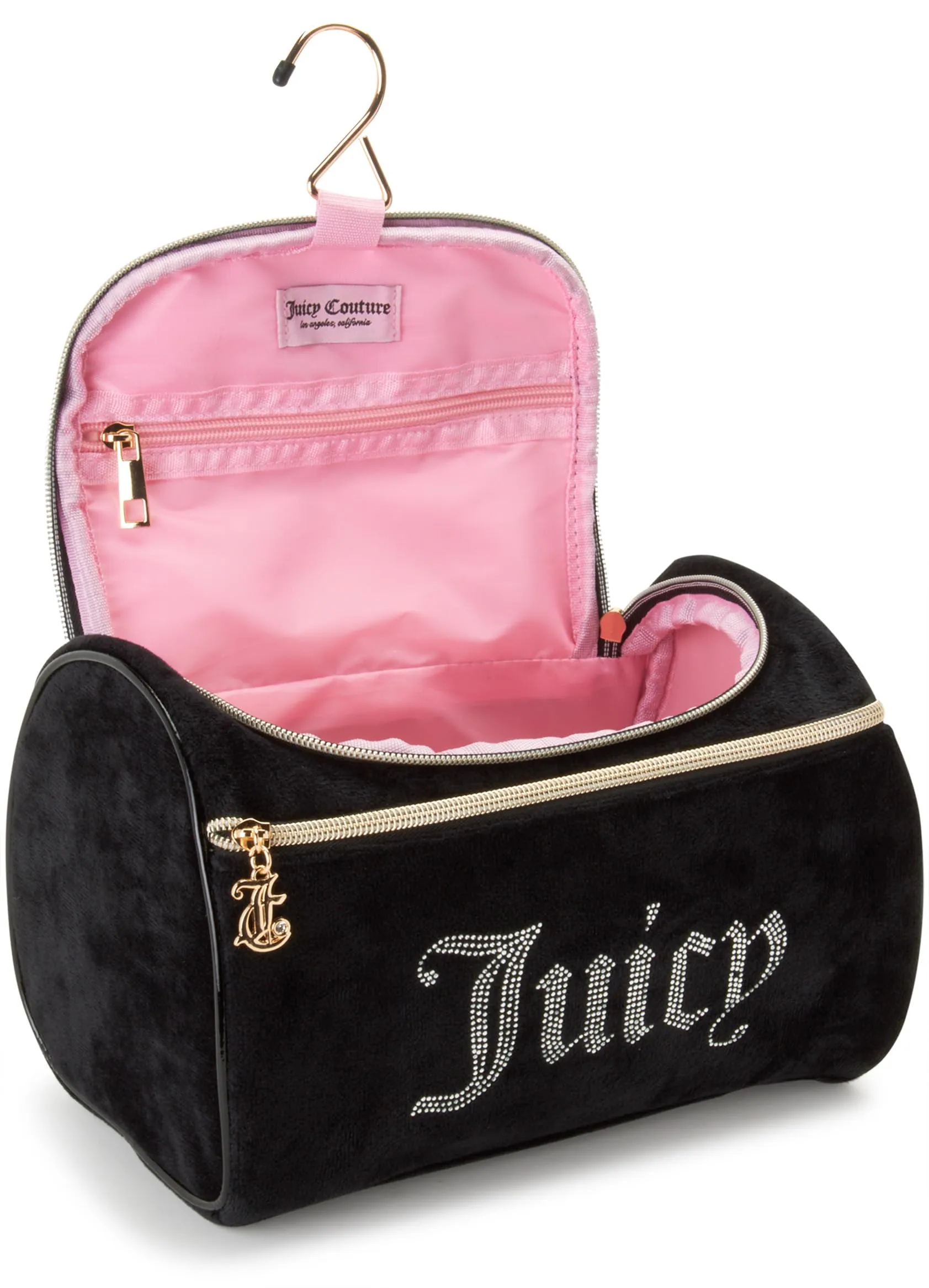 Juicy Couture Women's Cosmetics Bag - Hanging Travel Makeup and Toiletries Small Duffel Bag, Black