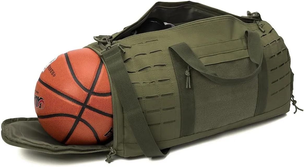 Jungle Leopard 40L Sport Hunting Bag Military Tactical Fitness Hiking Duffle Bag Training Range Bag with Shoes Pocket(HB-BL67-BK)