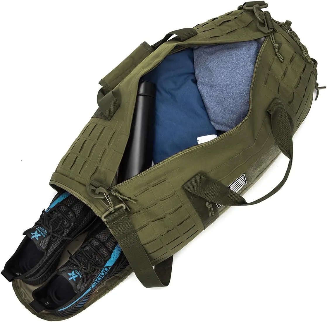 Jungle Leopard 40L Sport Hunting Bag Military Tactical Fitness Hiking Duffle Bag Training Range Bag with Shoes Pocket(HB-BL67-BK)