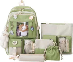 KAWAII Backpack SET 5 Pcs School Backpack Cute Aesthetic BackpackSet Aesthetic School Bags Cute Bookbag