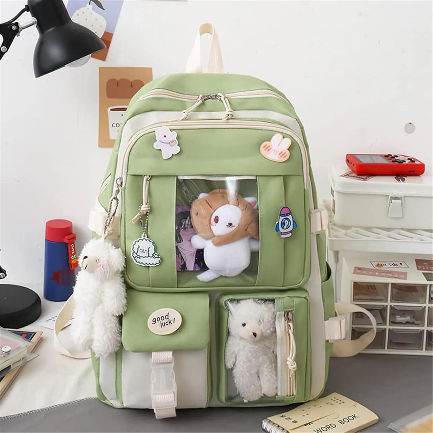 KAWAII Backpack SET 5 Pcs School Backpack Cute Aesthetic BackpackSet Aesthetic School Bags Cute Bookbag